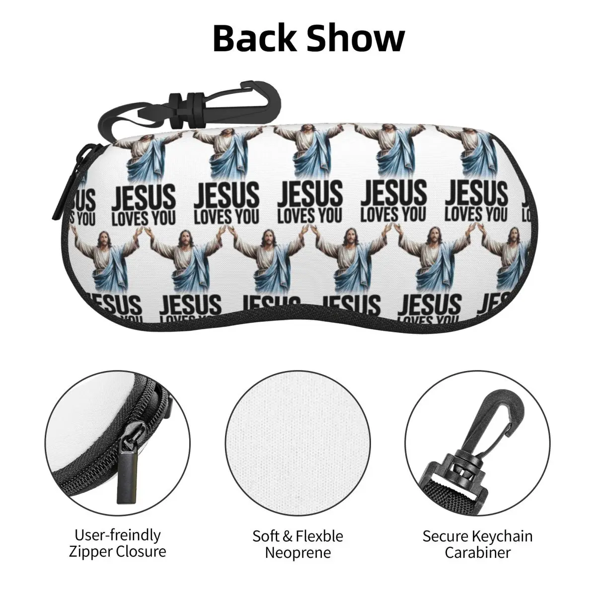 Jesus Loves You Shell Brillenetui, tragbare Sonnenbrillenbox für Damen und Herren, weiche Brillentasche