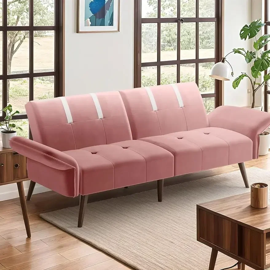 

Shintenchi 79" Futon Sofa Bed, Small Modern Loveseat Sofa Velvet 2-Seat Sofa Couch Foldable Couch Convertible Loveseat w