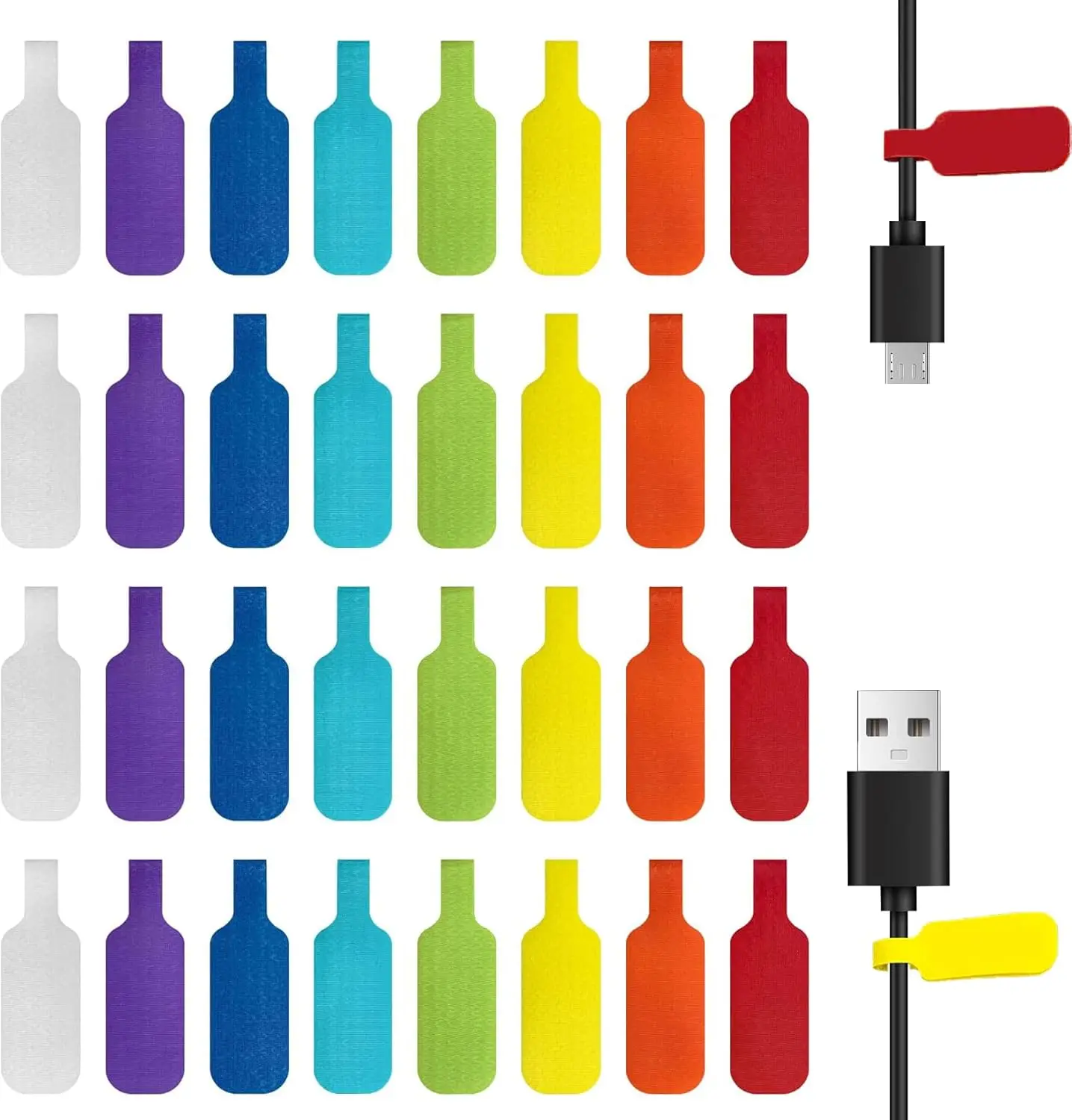 

Cable Organizer Straps 10/30/50pcs Reusable Waterproof Color-Coded Labels, Charger Data Cords Management Ties Cable Ties