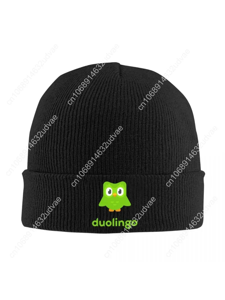

Duolingo Knitted Caps for Women Men Beanies Autumn Winter Hat Acrylic Cartoon Owl Casual Cap