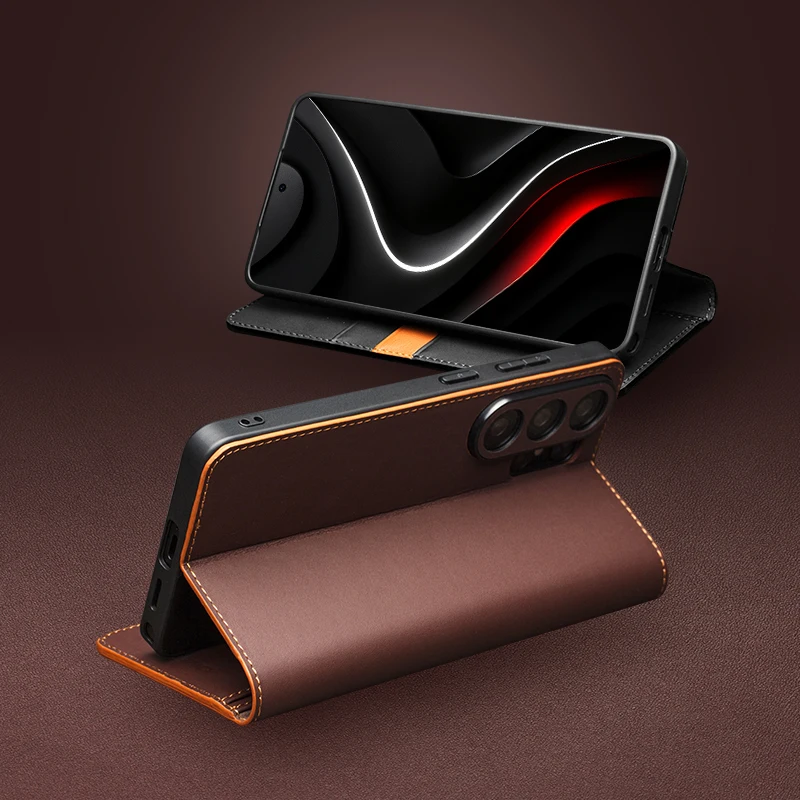 

QIALINO Genuine Leather Phone Case for Samsung Galaxy S26 S25+ Plus Ultra Business Style Fashion Luxury with Card Slots Cover