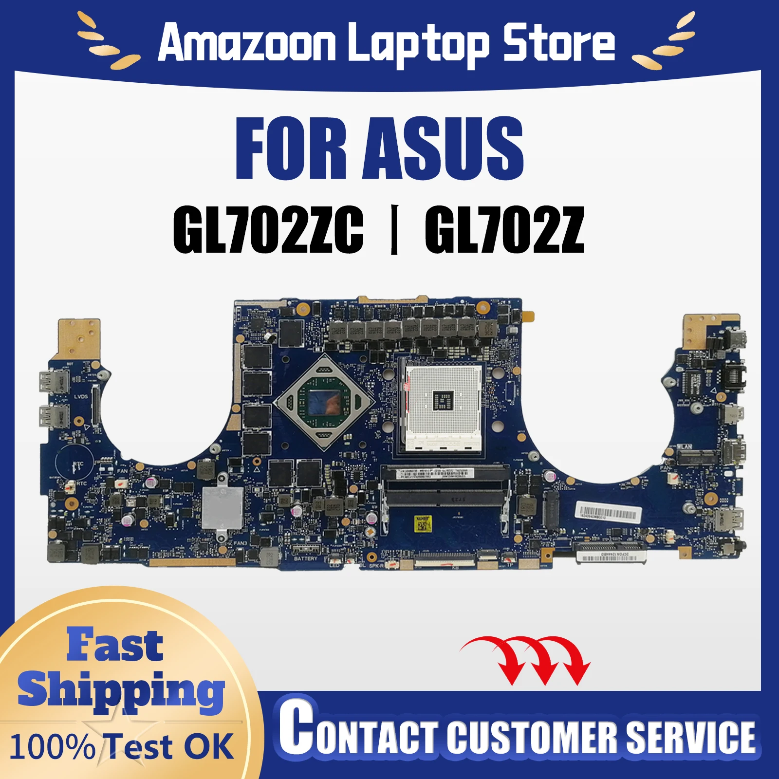 GL702Z Notebook Mainboard For ASUS ROG Strix GL702ZC GL702Z Laptop Motherboard AMD Radeon RX 580 4GB 17inch DDR4