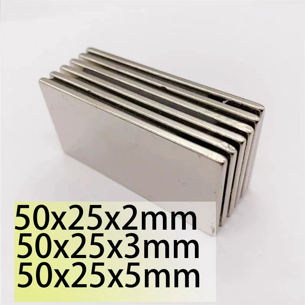 N35 50x25x2mm 50x25x3 50x25x5 Rectangle Square Neodymium Bar Block Strong  Motor Generation Rare Earth Magnet Search Magnetic