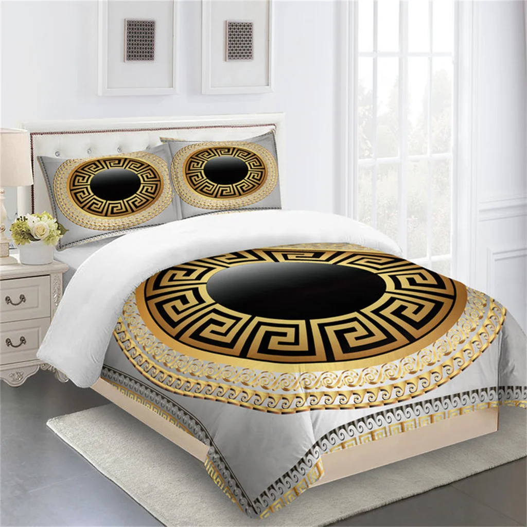 

3D Luxury Golden Bedspread Baroque King Queen Twin Full Bedding Sets Single Double Bed Duvet Cover Set and 2pcs Pillow cove