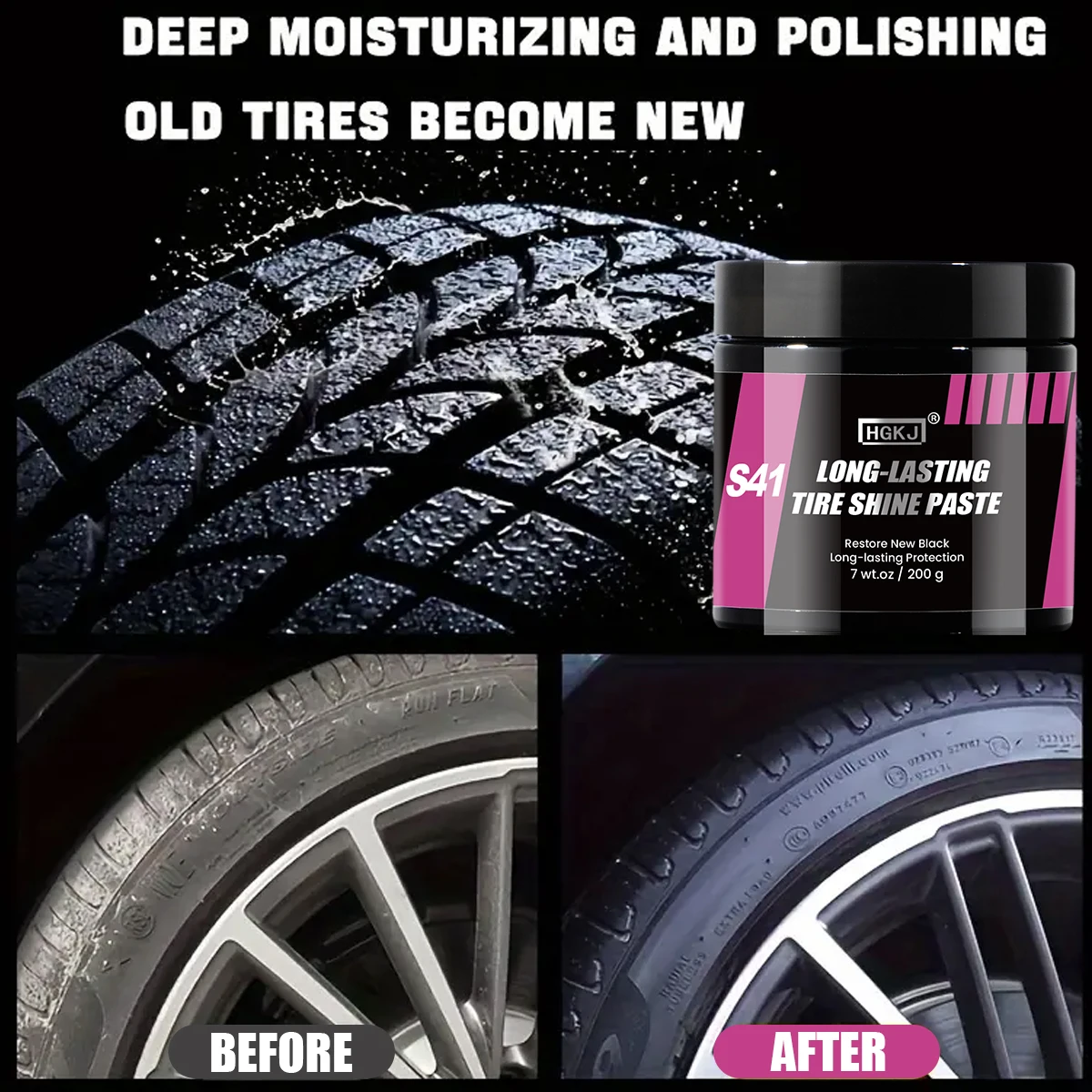 Tire Shine Paste Restore New Black Long-lasting Protection Auto Rubber Parts Shiny Paste And Tire Brightener Protector