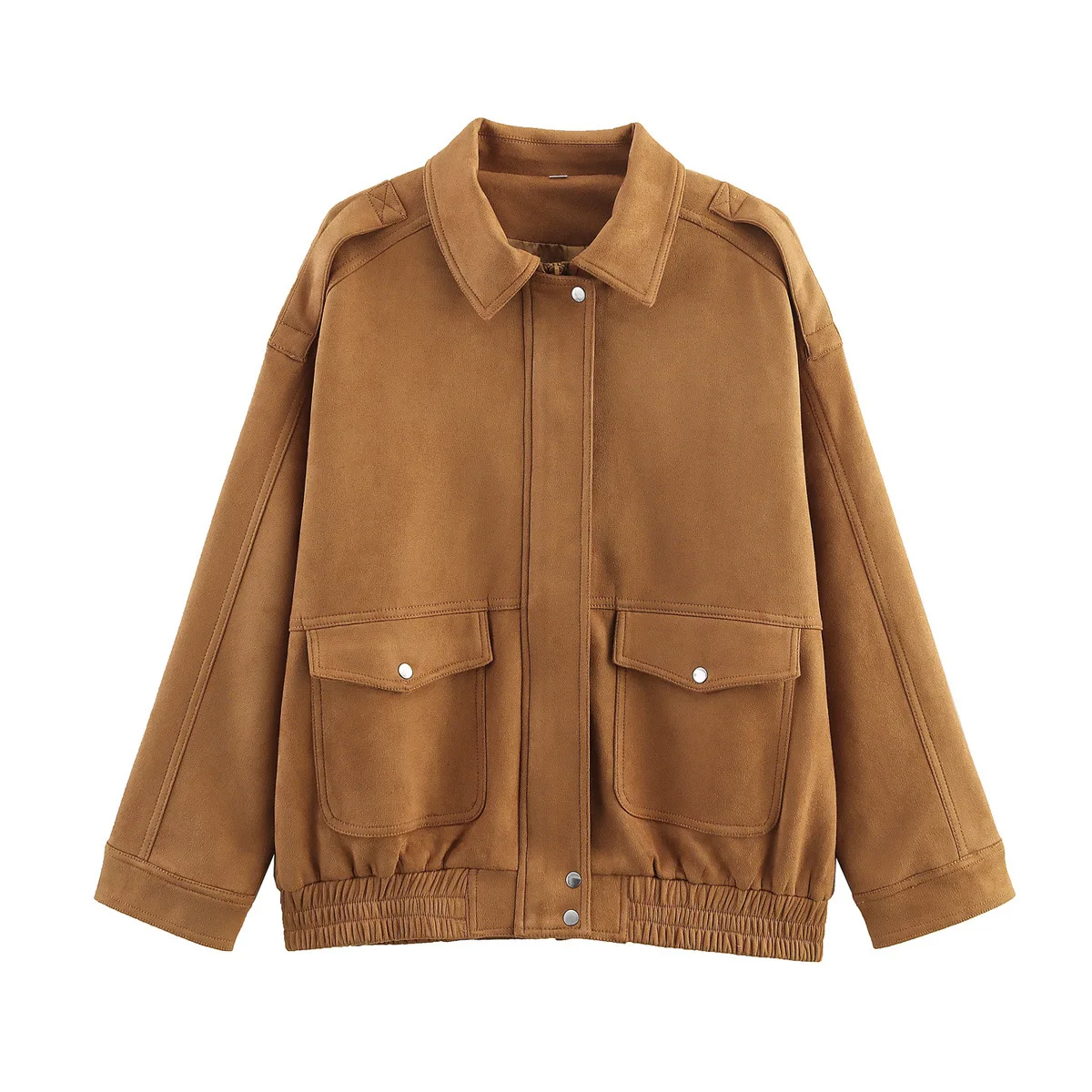 Vintage Bomber Jacket Womens Flight Jackets Outerwear Pockets Top Long-Sleeve Trench Coat High Quality Trend Goth Clothes Coats