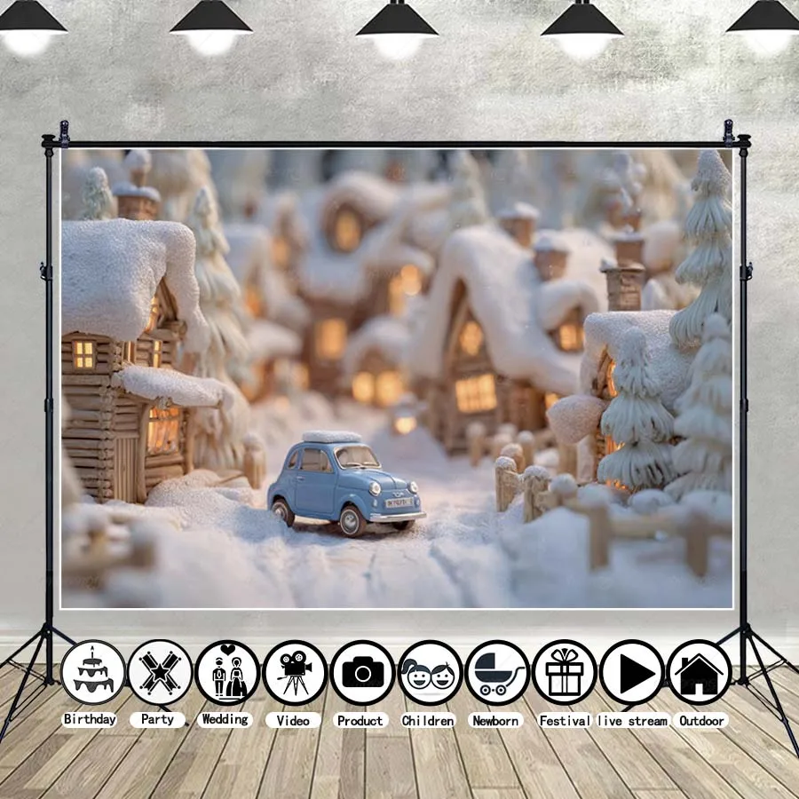 MOON.QG عيد الميلاد مسار صورة خلفية منزل غابة الصنوبر الشتاء الثلوج الخلفيات للتصوير الفوتوغرافي الأطفال فوتوزون ديكور جدار