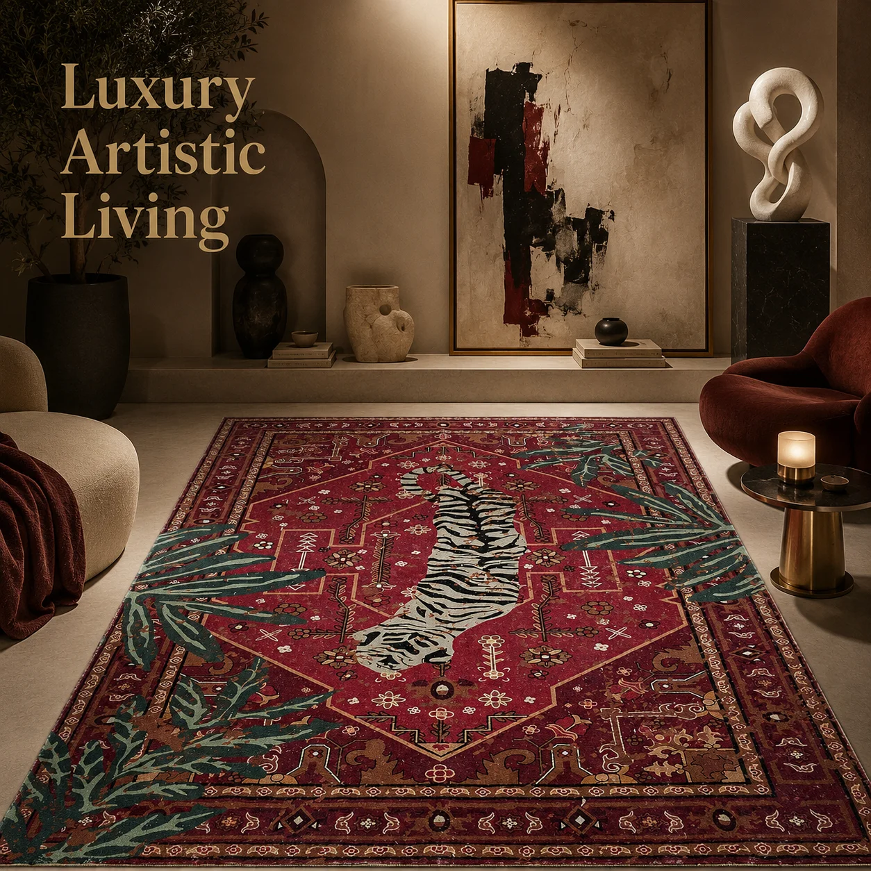 Savara Luxury Leopard Rug Soft Washable Carpet for Living Room Bedroom Non Slip Area Rug