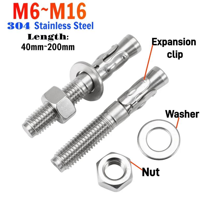 Beicai M6 M8 M10 M12 M16 Expansion Screw Wedge Anchor Through Bolt 304 Stainless Steel Internal Expansion Bolts For Car Repair