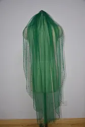 one layer green tulle fingertip veil wedding veil wedding accessories crystal bride veil bridal headwear with comb