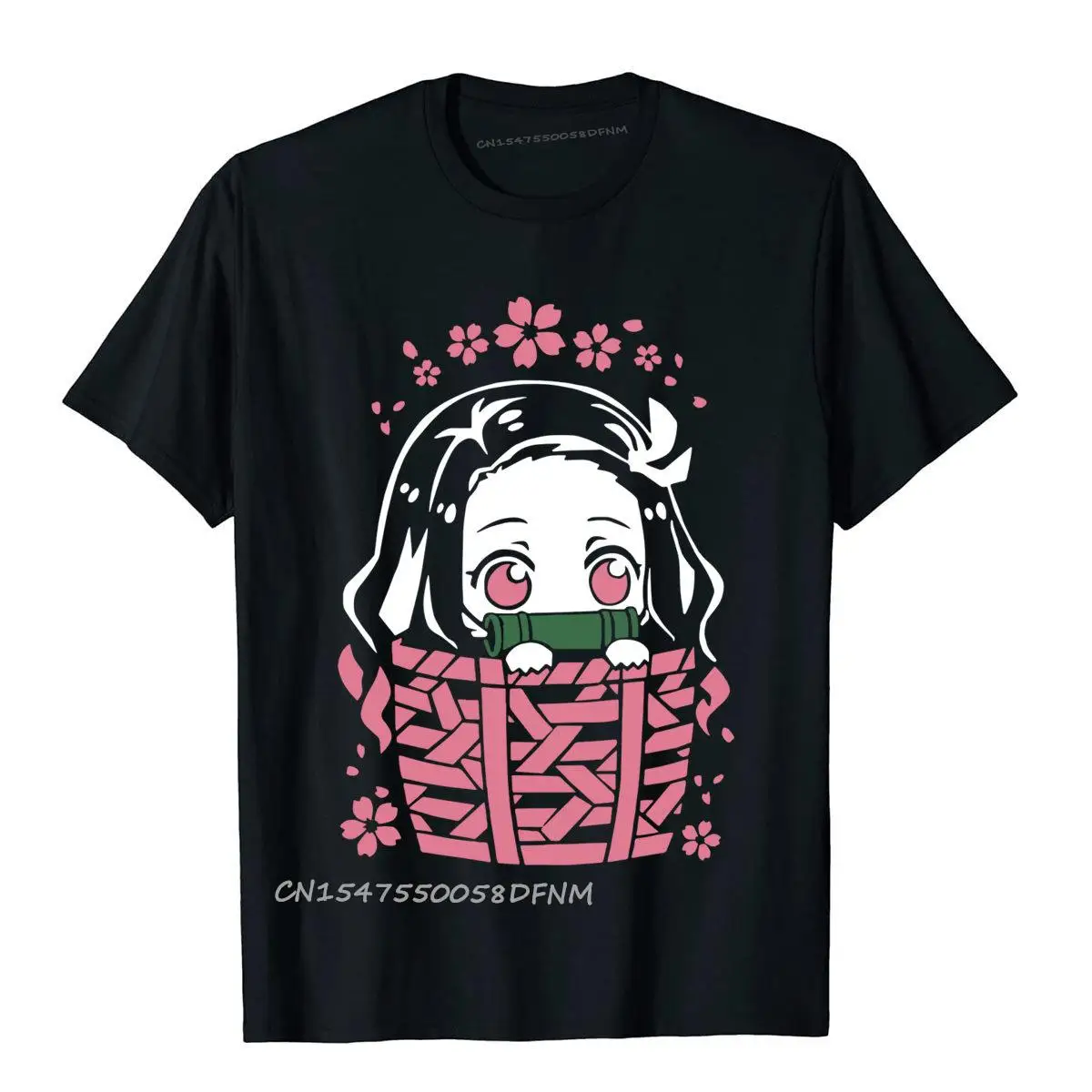 Cute Art Nezuko Demon Slayer Premium Cotton Tops Tees For Men Vintage Top T-Shirts Tight Faddish