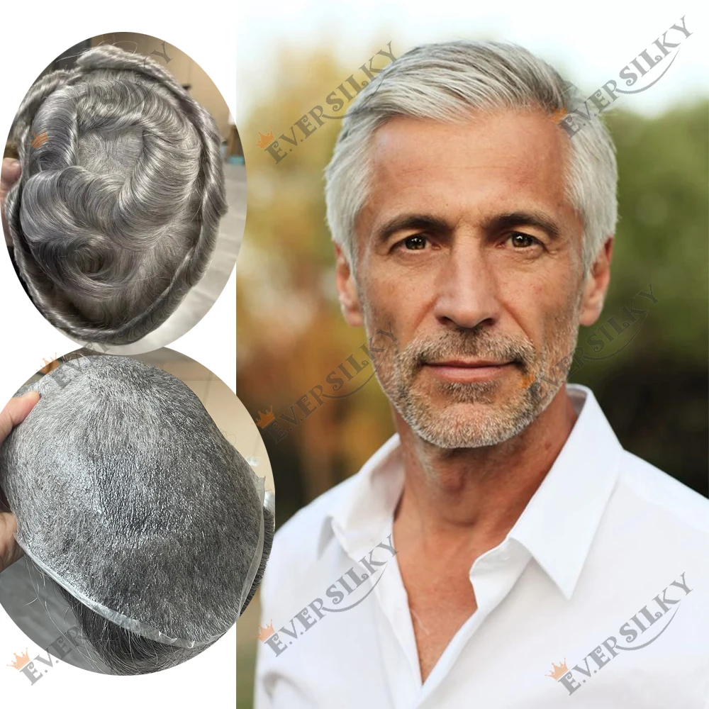 

Vloop Super Ultra Thin Skin 0.02mm 80-100%Density Men Toupee Brown Black 1b80 210# Human Hair System Undetected Natural Hairline