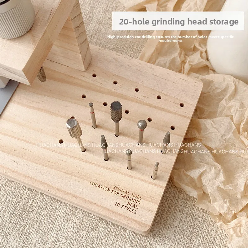 Wooden Nail Drill Storage Rack Integrated Grinding Head Box Organizer Special for Nail Salon Manicure Tool Storage - view 2