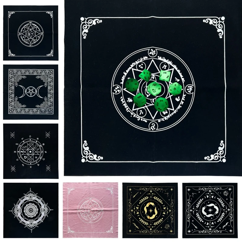 

7 Style Board Game Card Pad Tablecloth 49x49cm Square Flannel Witch Astrology Oracle Card Pad Table Cover Cloth Divination Mat