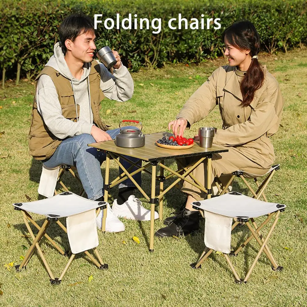 Camping Stool Foldable Great Load Bearing Camping Chair Thick Legs Resting Widen Platform With Storage Pouch Camping Stuff