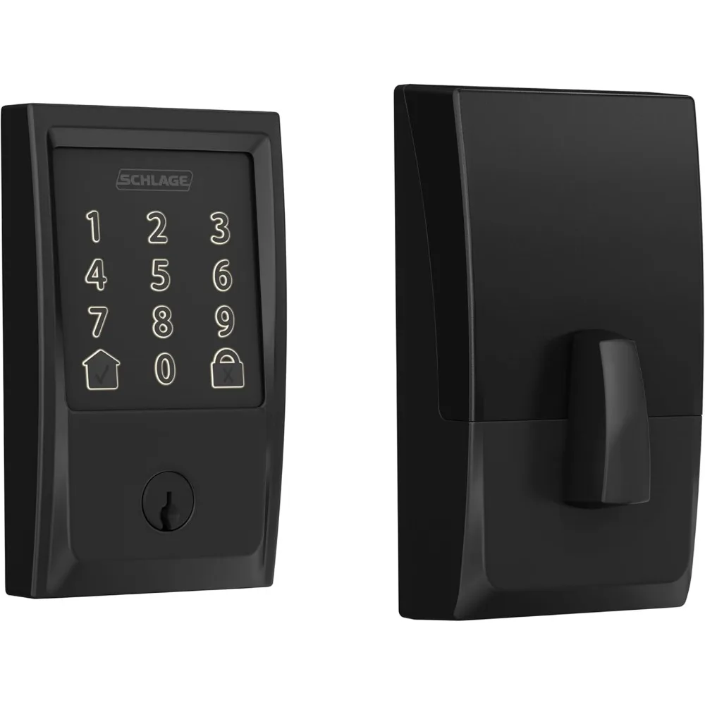 Smart Wi-Fi Deadbolt with Century Trim in Matte Black