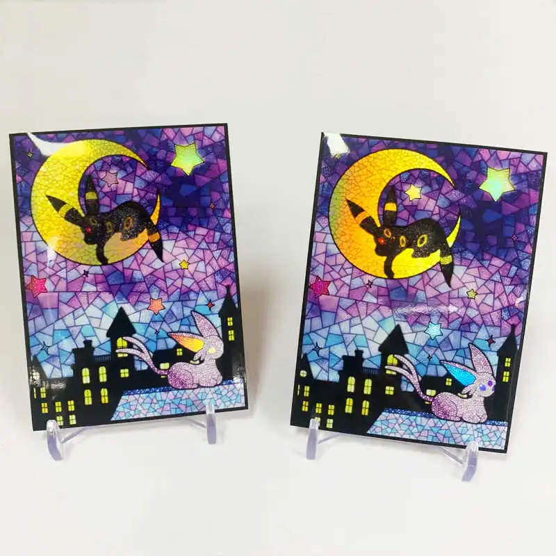 PTCG OPCG WS 66x91 مللي متر نافذة ملونة Eevee بطاقة الألعاب واقية كم أنيمي المدرب نيسا أيونو Lillie سينثيا بطاقة كم لعبة هدية