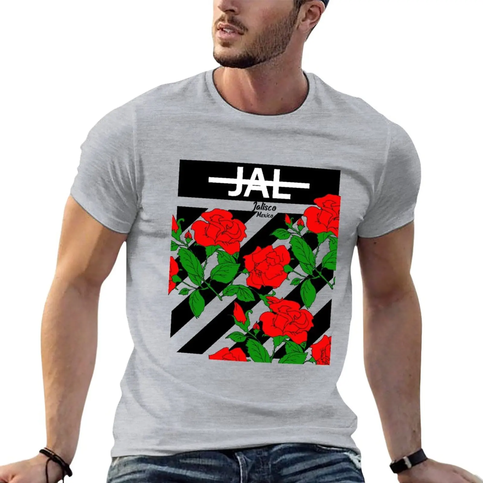 JALISCO MEXICO RED ROSES T SHIRT T-Shirt korean fashion boys whites hippie clothes Blouse t shirts for men cotton