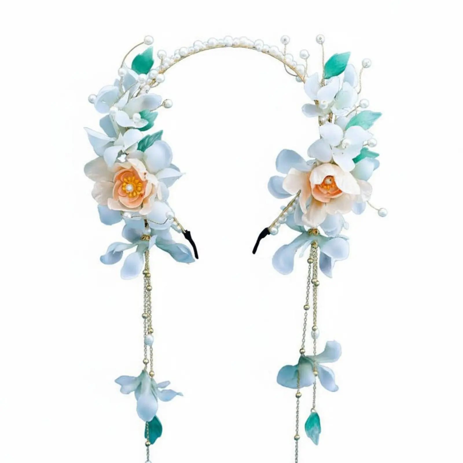 

Традиционная китайская корона для волос с кисточками, съемные кисточки, корона с кисточками в старинном стиле, цветочный головной убор, тонкая работа