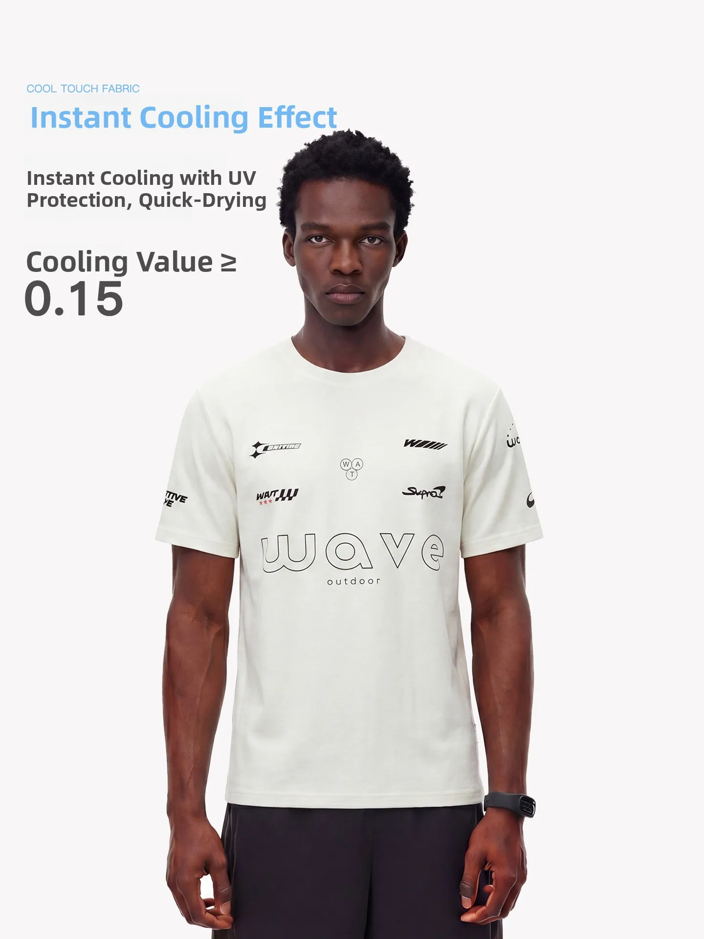 

Waitingwave Quick Dry Short Sleeve T-Shirt Unisex Sportswear UV Protection Antibacterial Cool Sensation round Neck Letter Print
