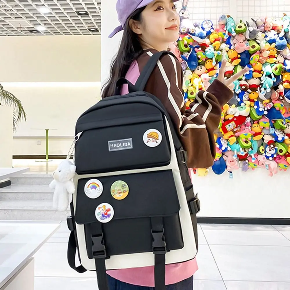 4 قطعة/المجموعة سعة كبيرة 4 في 1 على ظهره تنفس متعددة الوظائف حقيبة كتب عارضة حقيبة الظهر المدرسية حقيبة ظهر للطلاب #4