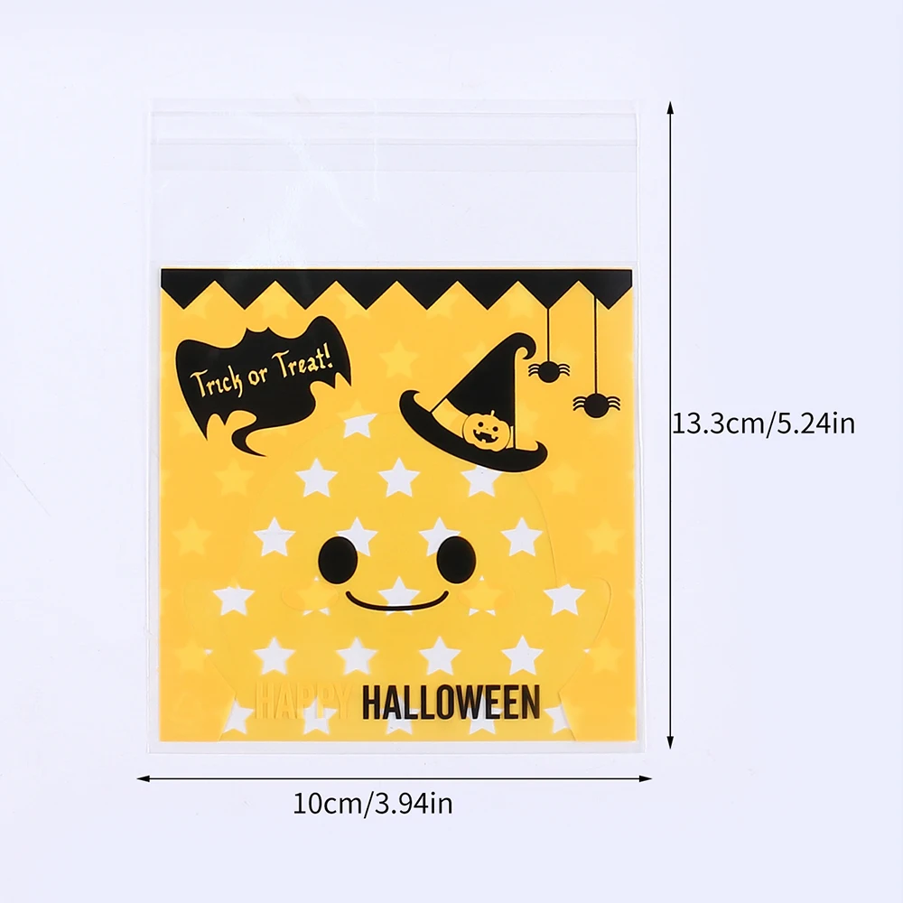100Pcs Halloween Candy Bags Self Adhesive Cookie Bags Snack Gift Craft Packing Treat Bags Party Supplies