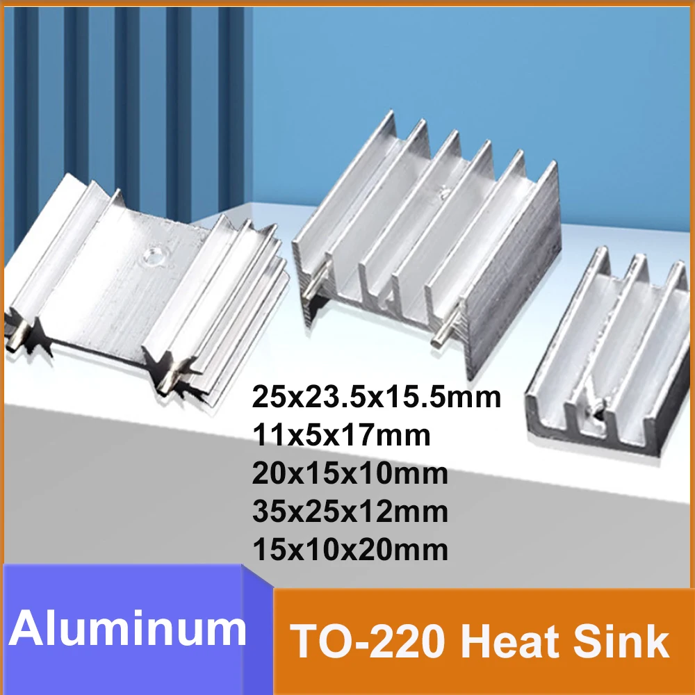 Aluminum Heatsink 25x23.5x15.5mm TO-220 Heat Sink Cooling Radiator For Transistor Voltage Regulator Chip Cooling Block