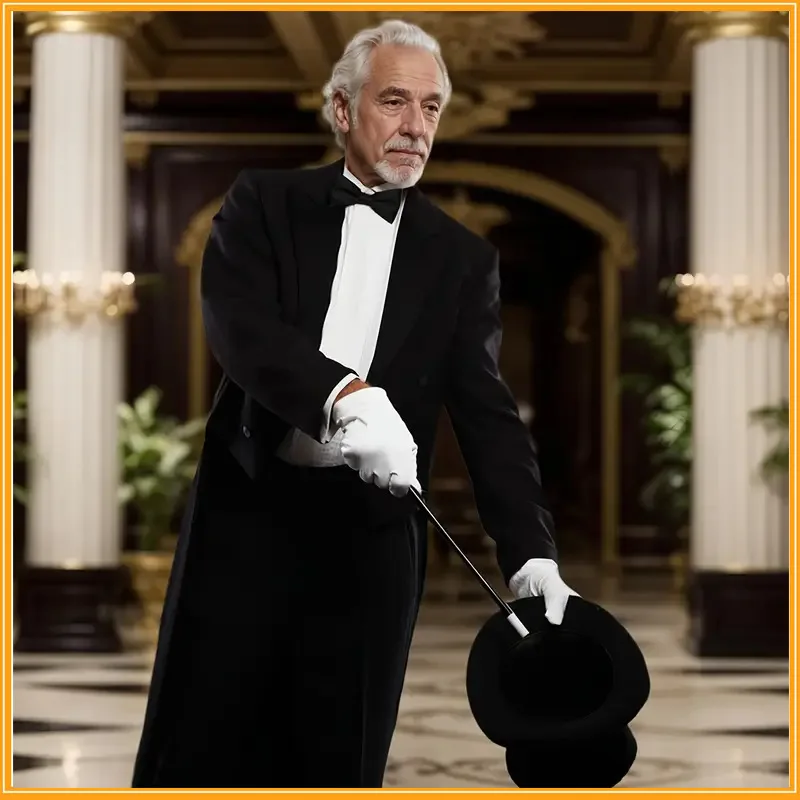 Zauberer Rollenspiel Cosplay Kostüme Outfit Halloween Zauberer Herren Jazz Hut mit Fliege Handschuhe Smoke Rod Prop Sets