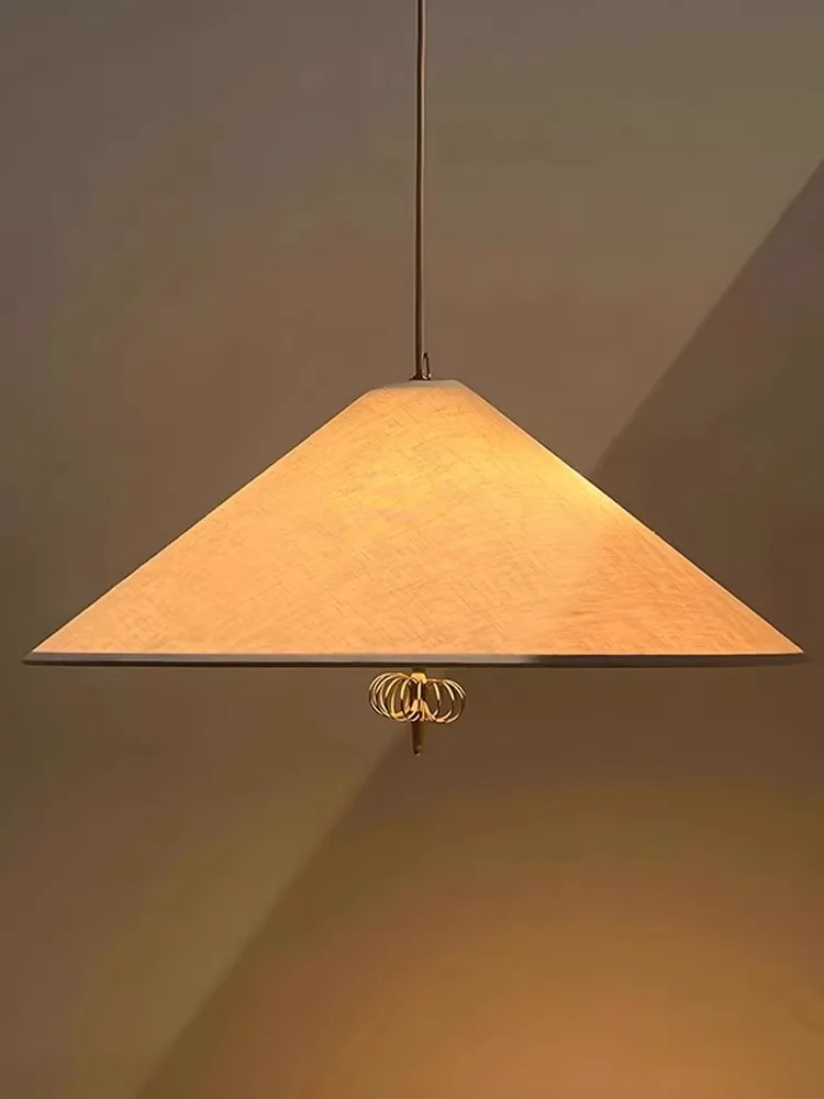 French Fabric Bedroom Pendant Light Nordic Living Room Dining Room Fabric Hat Pendant Light