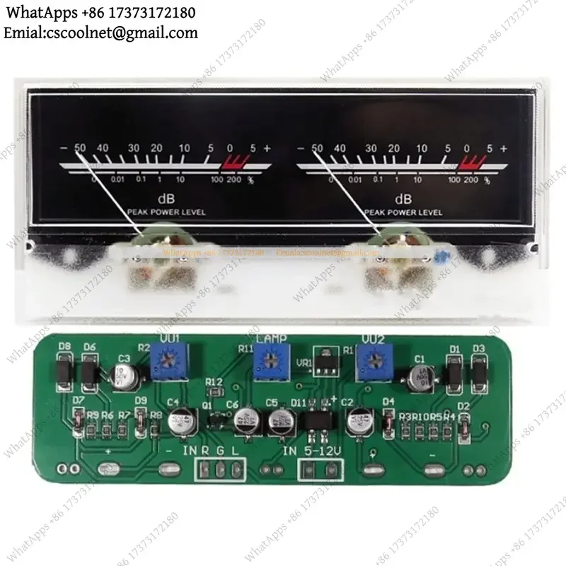 Adjustable Backlight Stereo Audio Amplifier Board Double Pointer VU Meter DB Sound Level Indicator With Driver