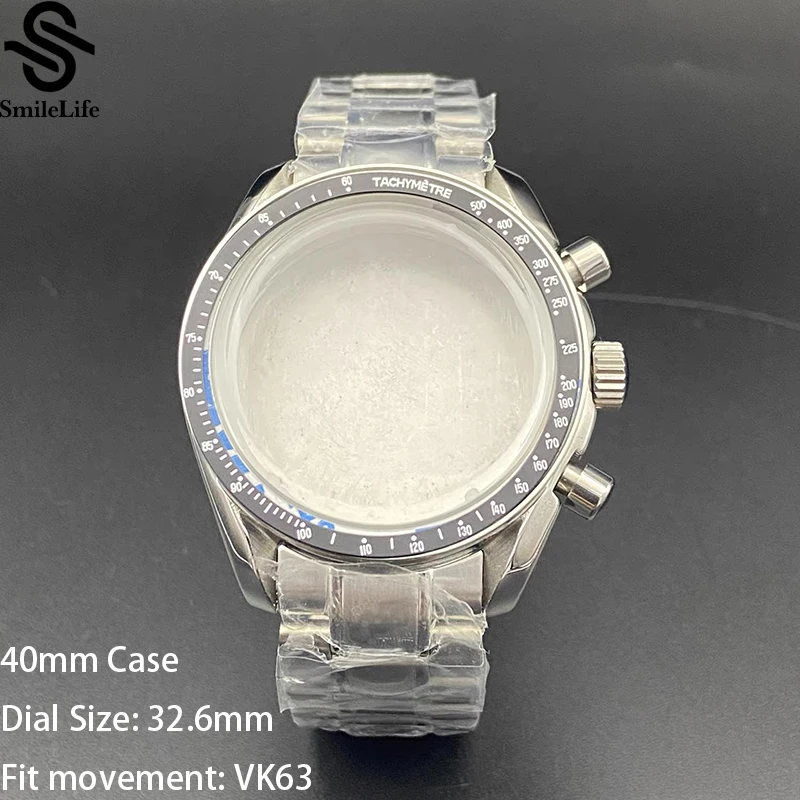 

Корпус SmileLife VK63 40 мм, минеральное стекло, серебристый корпус с ремешком, алюминиевый безель, подходит для кварцевого механизма VK63, аксессуары для часов