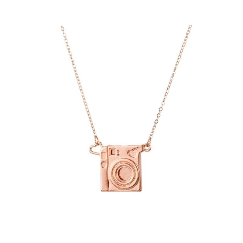 Camera Pendant Necklace with Photo Insert Memory Charm Accessory for Photo Display, Daily Wear and Gift E0BF