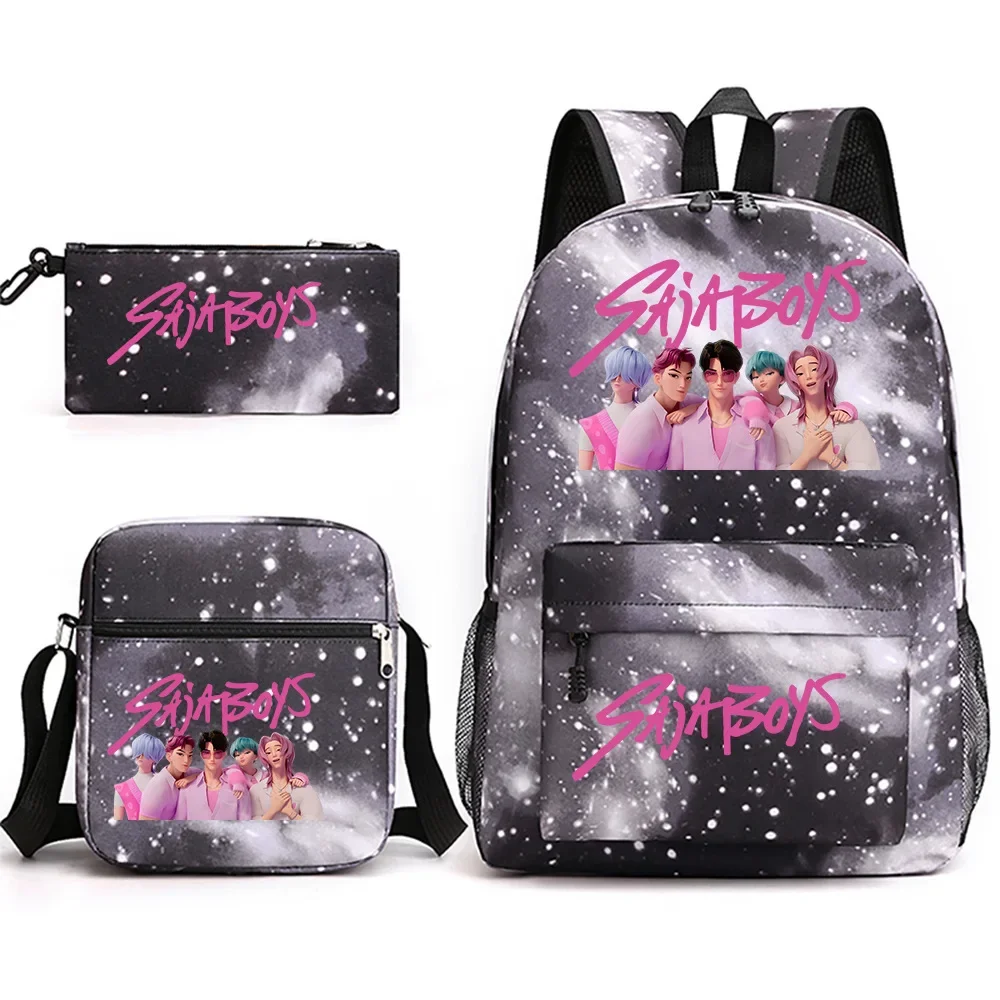 3pcs K-POP HUNTRX Backpack Set - Harajuku Style School Bags for Boys Girls, Cute Rucksack Shoulder Pencil Bag