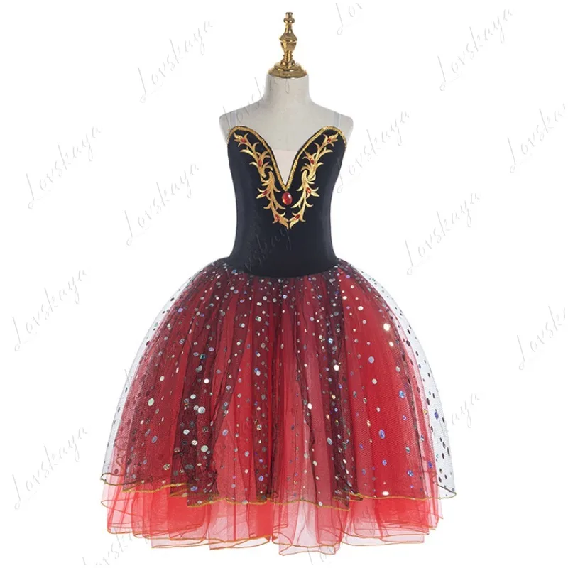 Children's Ballet Dance Costume - Puffball Chiffon Skirt - Ballet Long Dress - Competition Performance Outfit