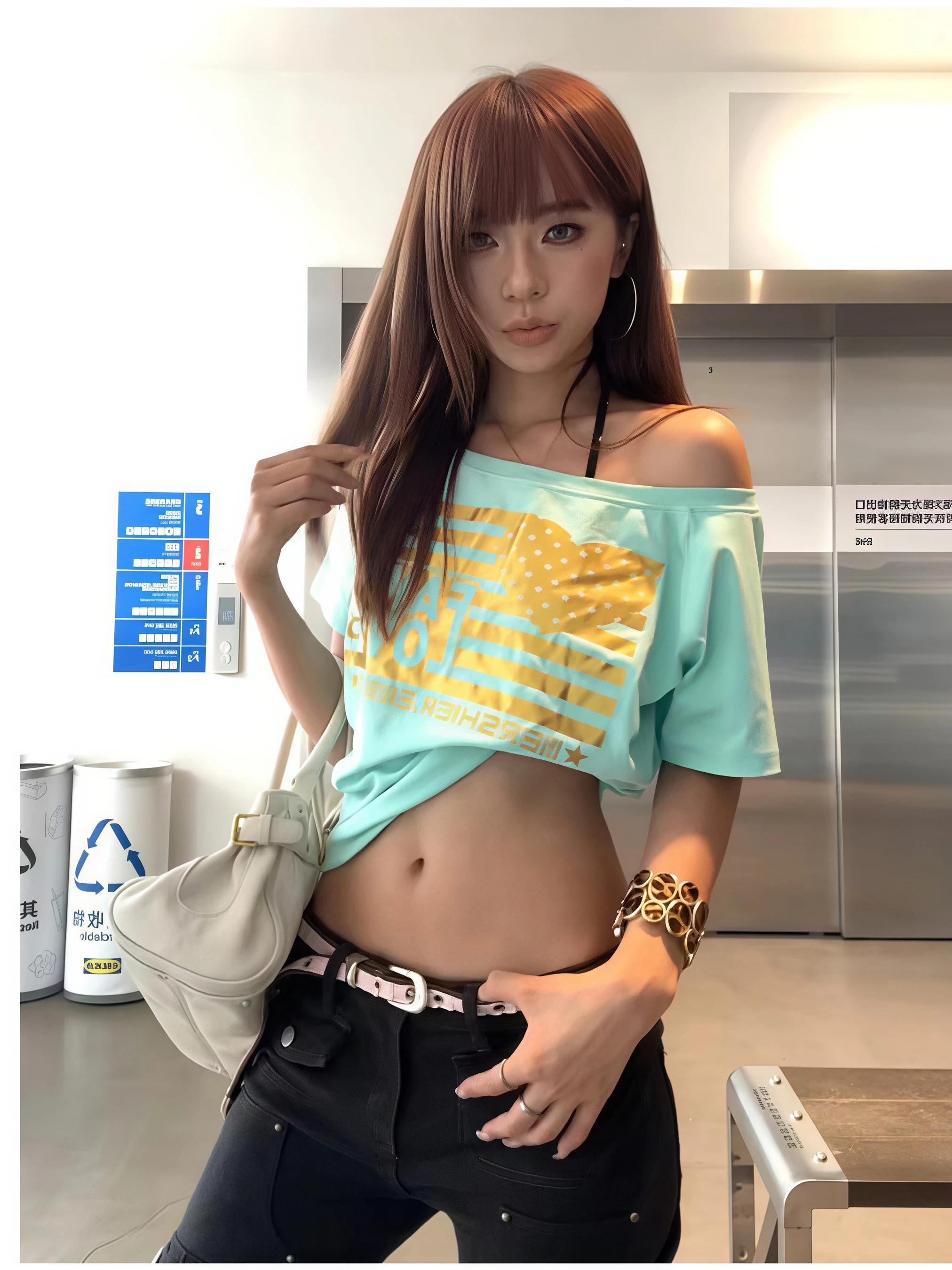 Y2K Mint Green Off‑Shoulder T‑Shirt Women Flag Letter Print Short Sleeve Loose Casual Cropped Streetwear Tops