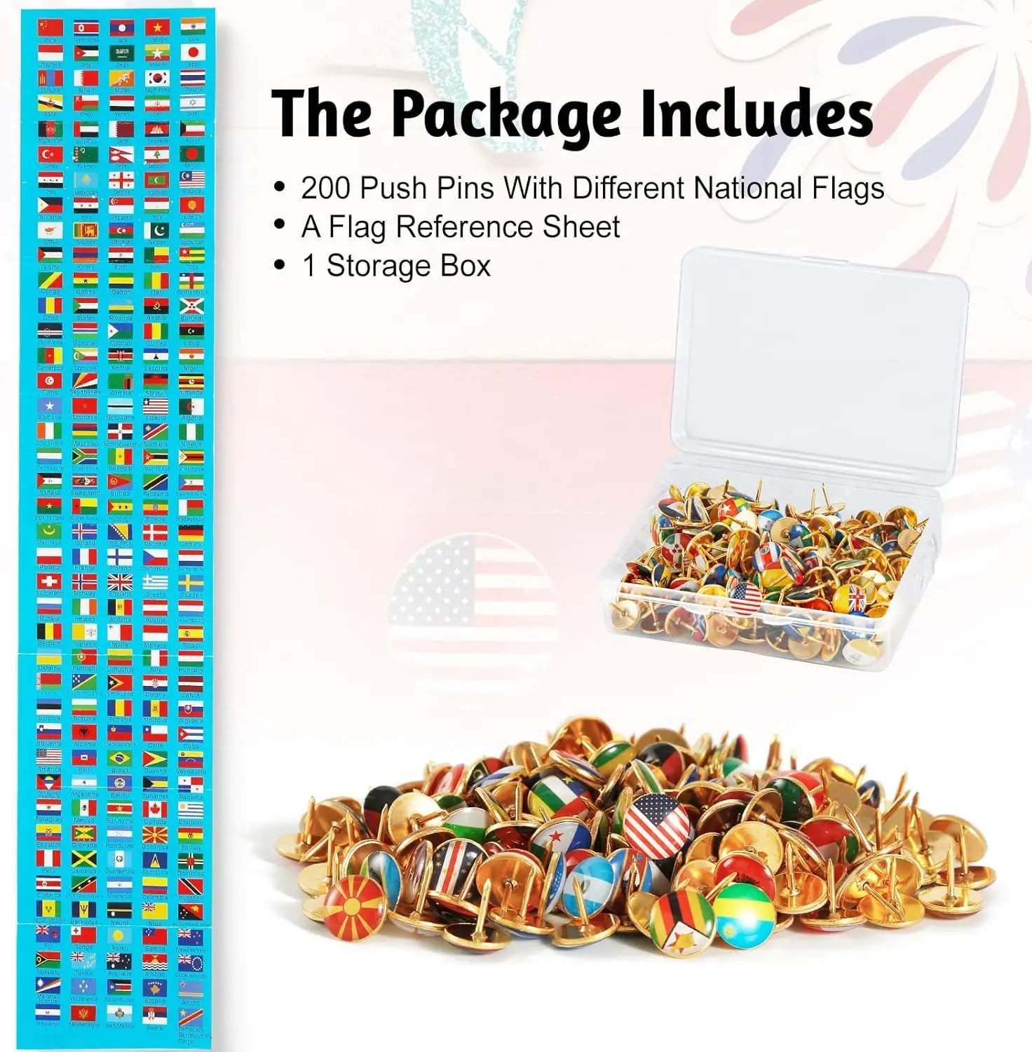 100/200Pieces Creative Push Pins National Flag Pins Thumb Tacks Country Map Push Pin Decorative Drawing Pins for Bulletin Board
