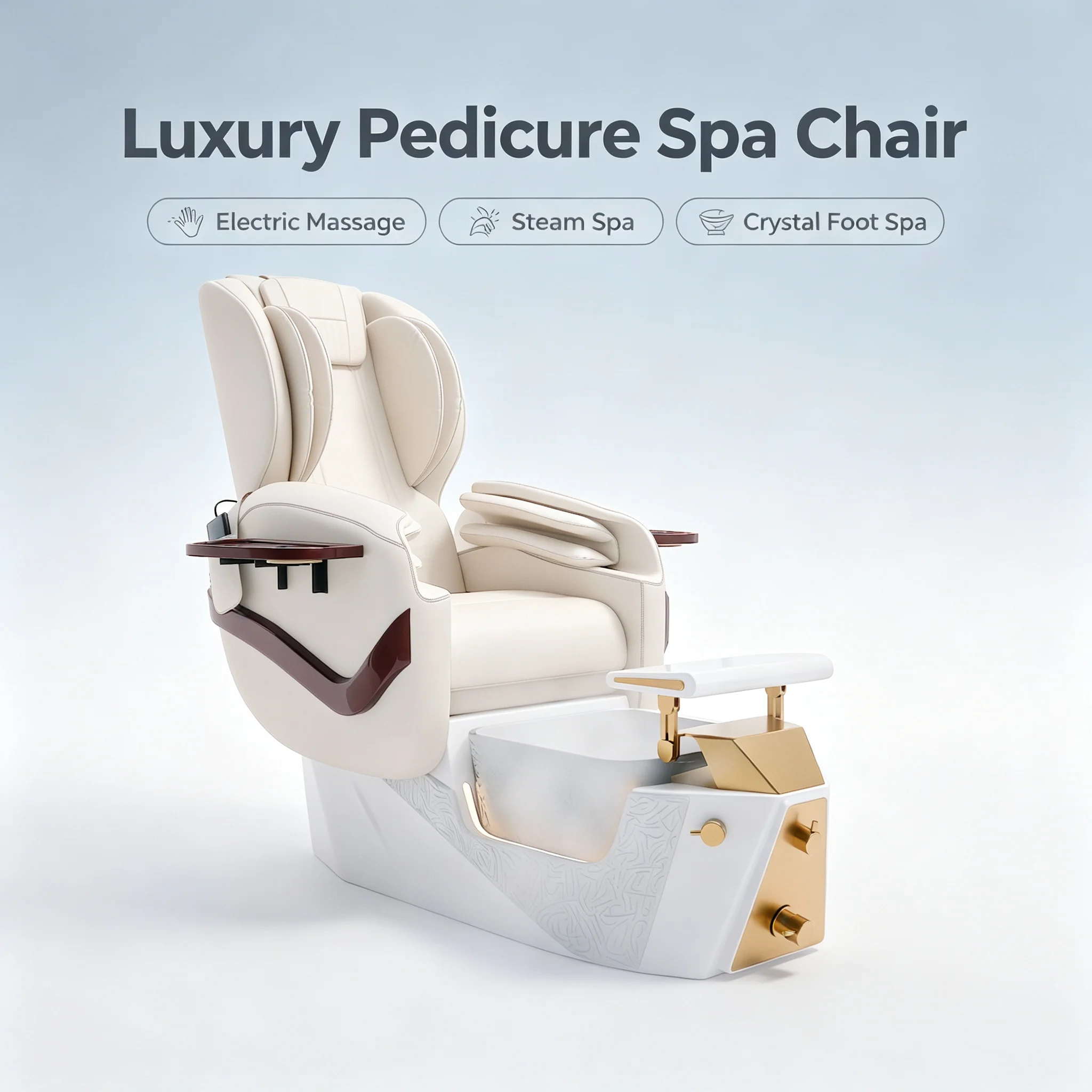 High End Electric Pedicure Chair Full Body Massage Foot Spa LED Light Reclining Beauty Salon