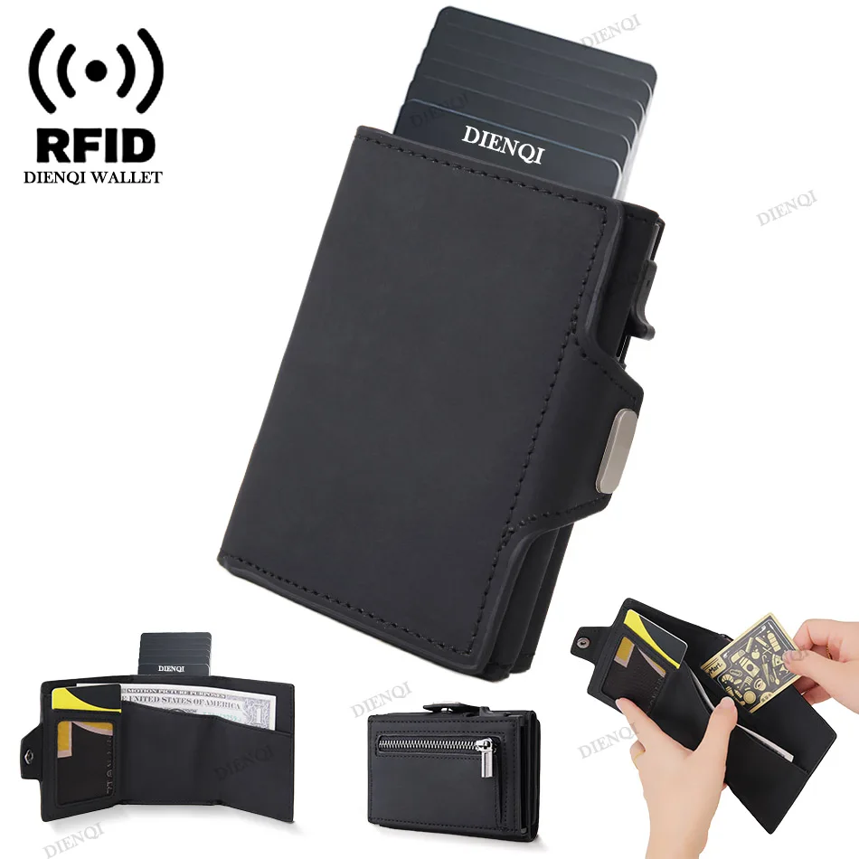 RFID Credit Card Holder Luxury Wallet Microfiber Leather Pop Up Men Designer Wallet Money Bag Male Coin Purse Wallets for Men