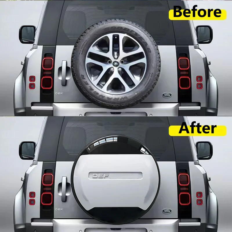 High Quality Spare Tire Cover For Land Rover Defender 2020 2021 2022 2023 2024 90 110 130 Car Accessories Bright Black Style