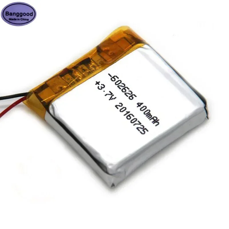 1pc 400mAh 3.7V 602626 602525 062626 062525 Lipo Polymer Lithium Rechargeable Li-ion Battery For SMART WATCH GPS Drop Shipping