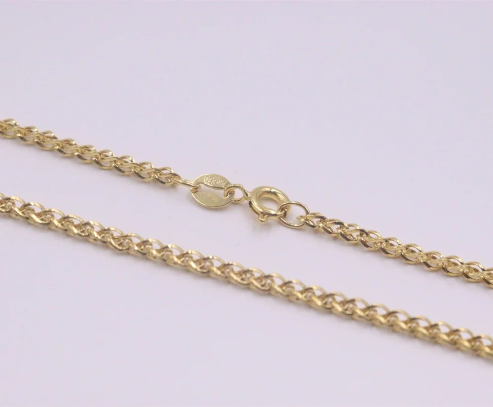 Real Pure 18K Yellow Gold Chain Men Women 2mm Wheat Foxtail Necklace 45cm/2.8-3g