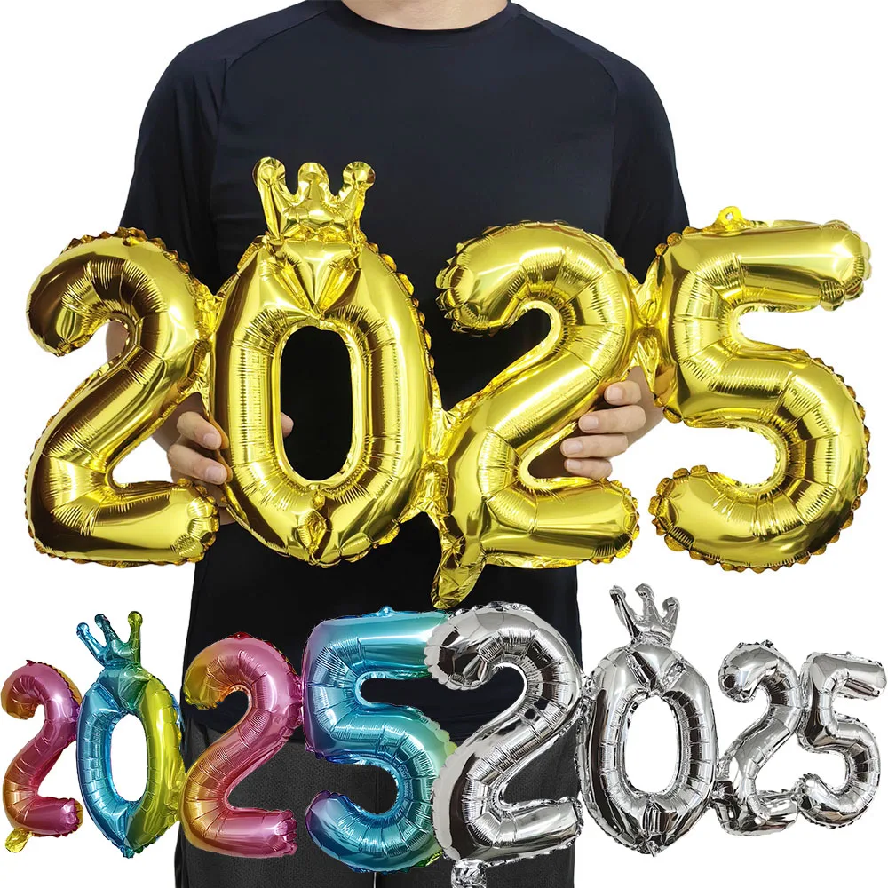 Connection Crown 2025 Number Foil Balloons New Year 2025 Decoration Christmas Decorations For Home