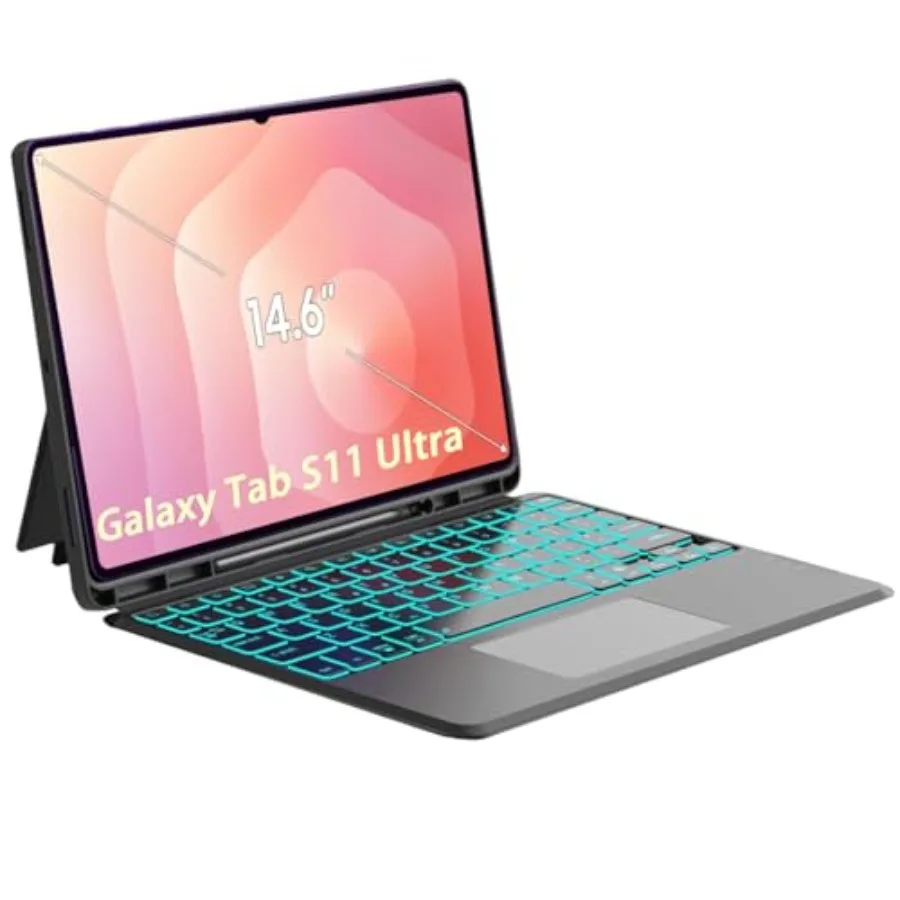 

For Samsung Galaxy Tab S11 Ultra 14.6 2025 detachable keyboard case with adjustable stand backlit keyboard multi-touch trackpad