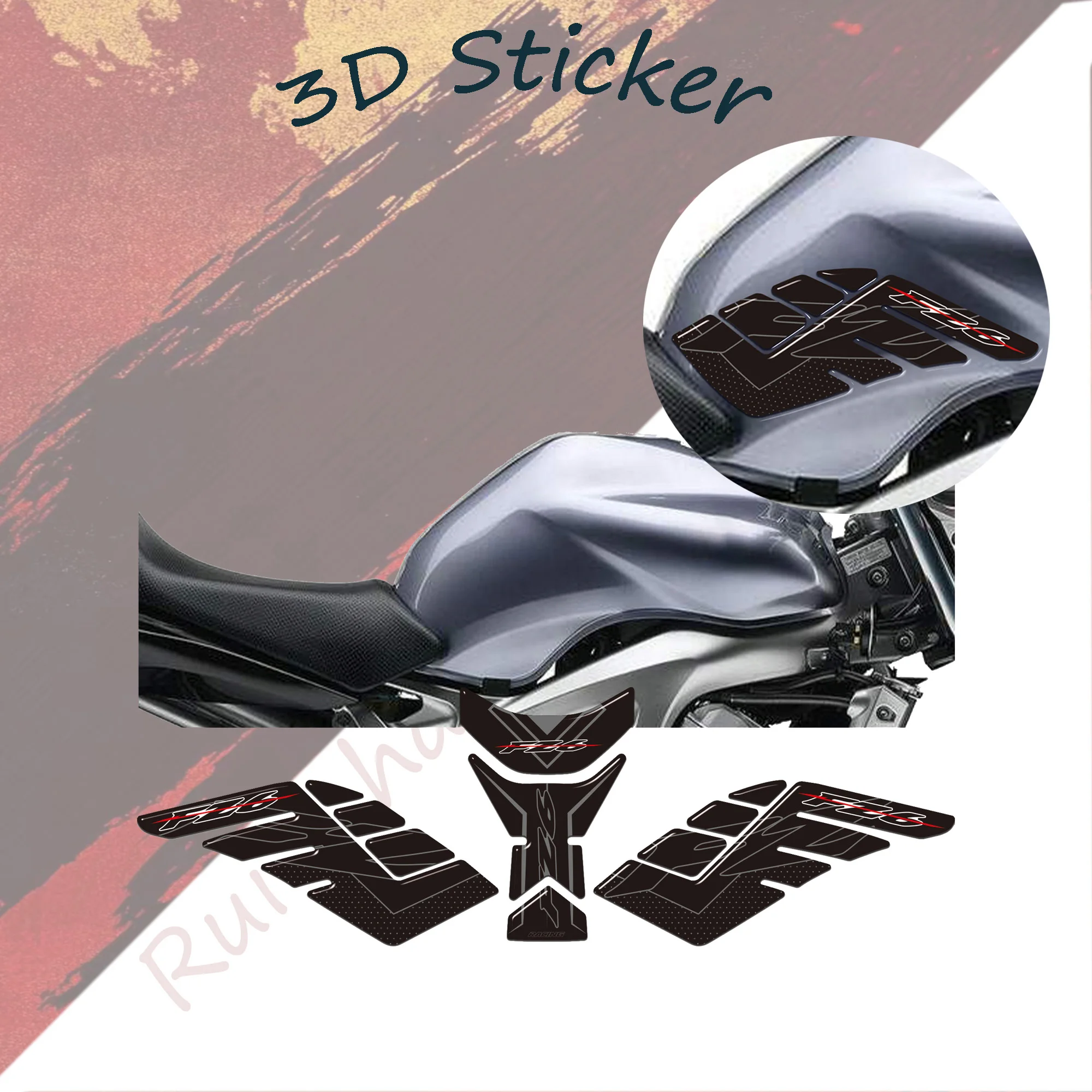 

NEW Resin 3D tank stickers for motorbikes compatible Yamaha FZ6 Tank Pad Grips Motorcycle adhesive Decals Protector Fuel Oil Kit