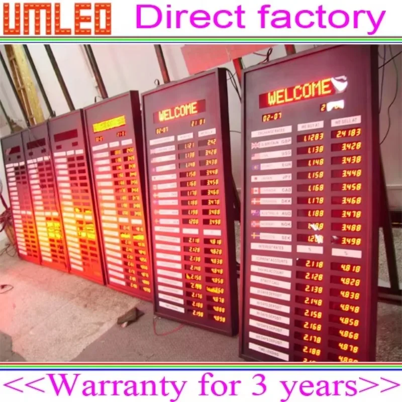 Airport Hotel Bank Digital Signage LED Currency Exchange Rate Display Board