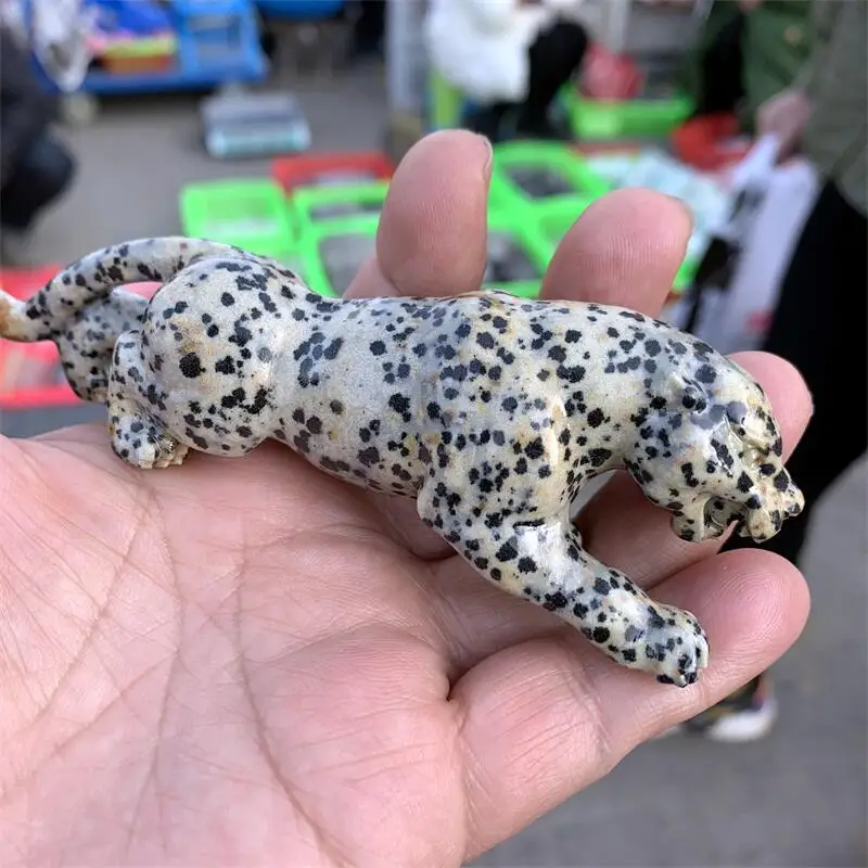 Natural Balmatin Cheetah Animal Carved Crystal Polished Quartz Healing Stones Gemstones For Home DIY Decoration 1pcs