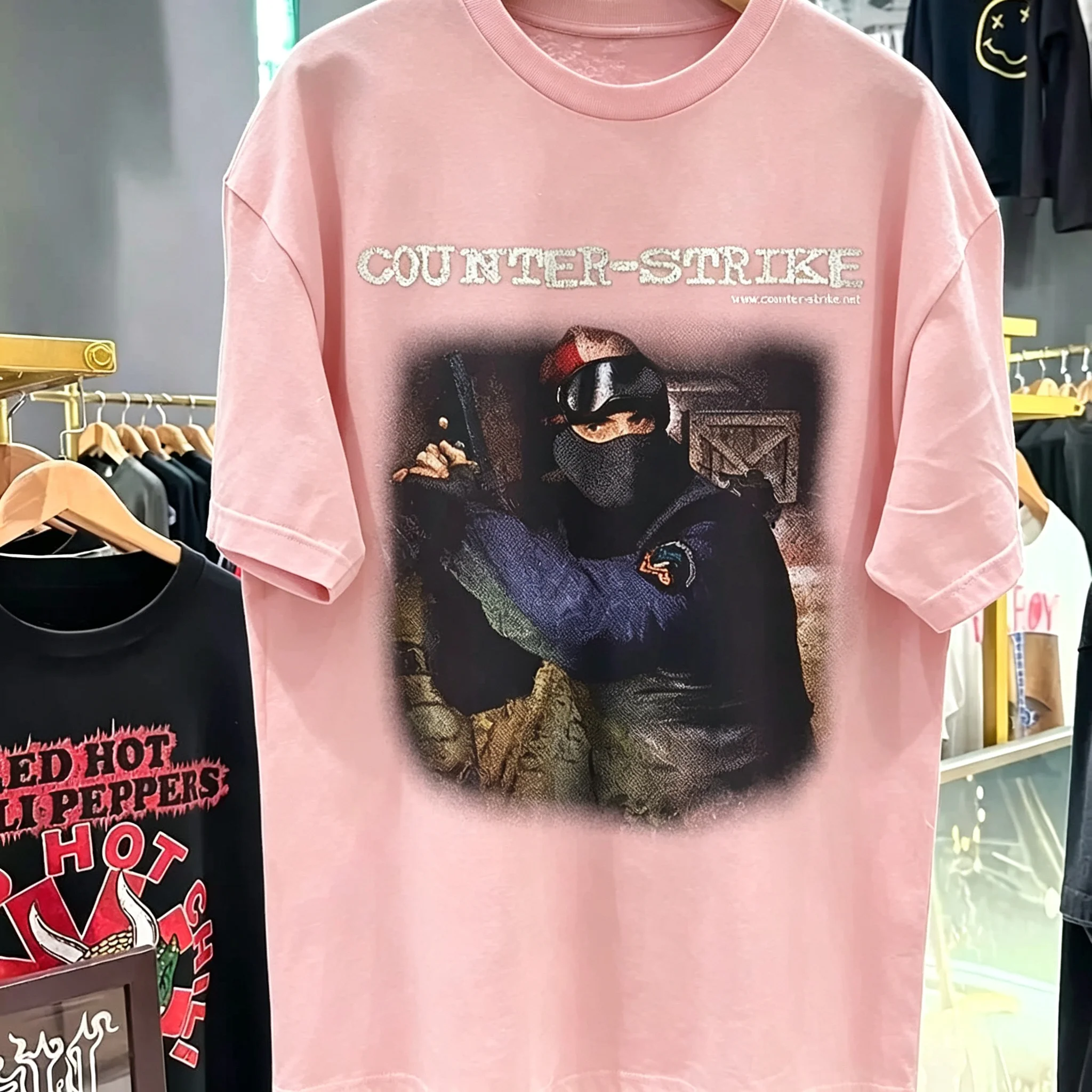 Herren Counter Strike 1.6 1999 Retro Gaming T-Shirt CS Gaming T-Shirt Rundhals Freizeitkleidung Reine Baumwolle Paar Streetwear Shirt – Detail 8