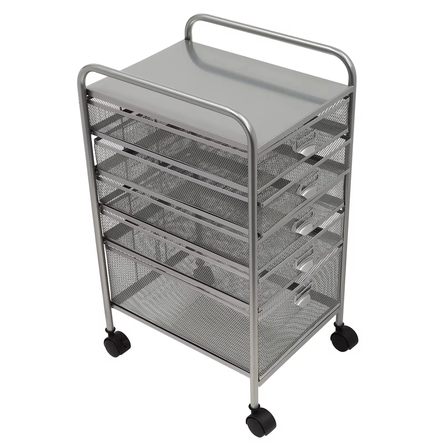 

Silver 5-Tier Mesh Rolling File Cabinet - Heavy-Duty Carbon Steel with Smooth Glide Drawers and Label Organizers