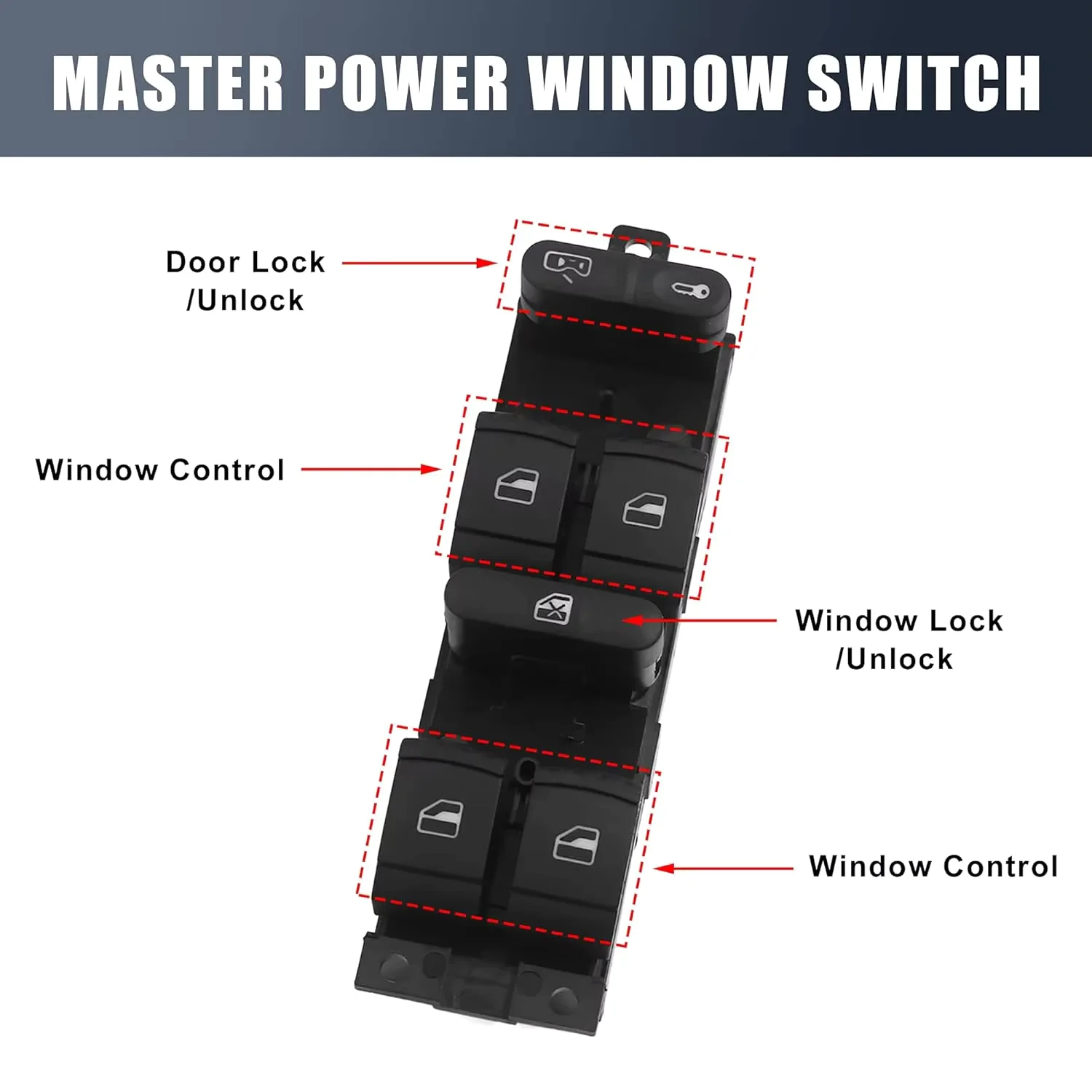 For VW Passat B5 Golf 4 Jetta MK4 Seat Toledo II 1M2 Leon 1M1 For Skoda 1J4959857B Car Master Window Control Switch /Window Lock - view 2