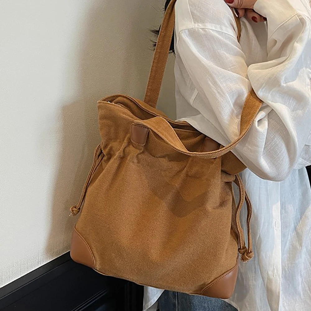 2025 جديد سعة كبيرة قماش حقيبة كتف واحدة للنساء عادية كل مباراة سستة الرباط دلو حقائب تخفيف تحت الإبط حزم